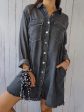 Full Size Raw Hem Button Up Long Sleeve Denim Top Plus Size For Cheap