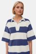 Oh Pima Cotton Wash Color Block Johnny Collar Half Sleeve Top Online Sale