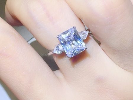 3 Carat Moissanite 925 Sterling Silver Square Shape Ring For Sale