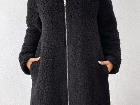 Zip Up Long Sleeve Sherpa Hooded Coat Online