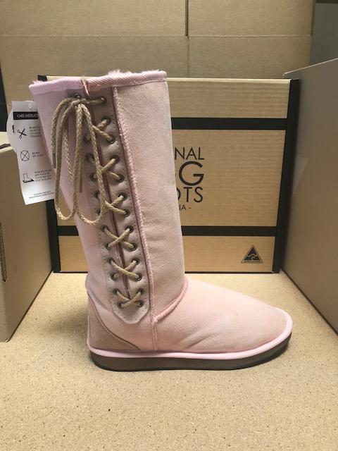 PINK TALL LACE UP UGG BOOTS For Sale