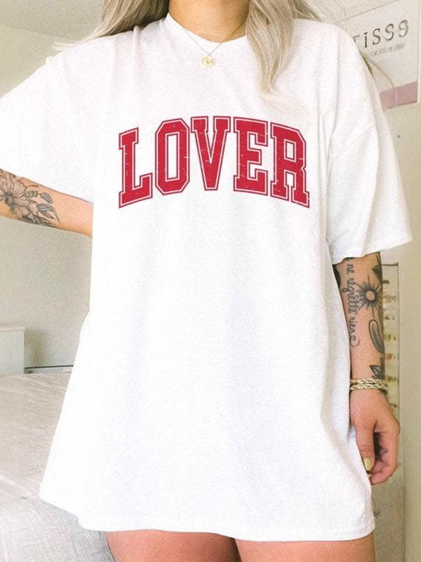 LOVER Round Neck Half Sleeve T-Shirt For Cheap