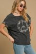 Umgee Peace Applique Round Neck French Terry Top For Cheap