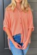 Corded Half Sleeve Button Up High Low Shirt Discount