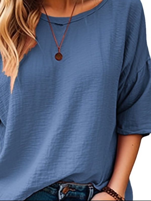 Full Size Round Neck Half Sleeve T-Shirt Plus Size Online now