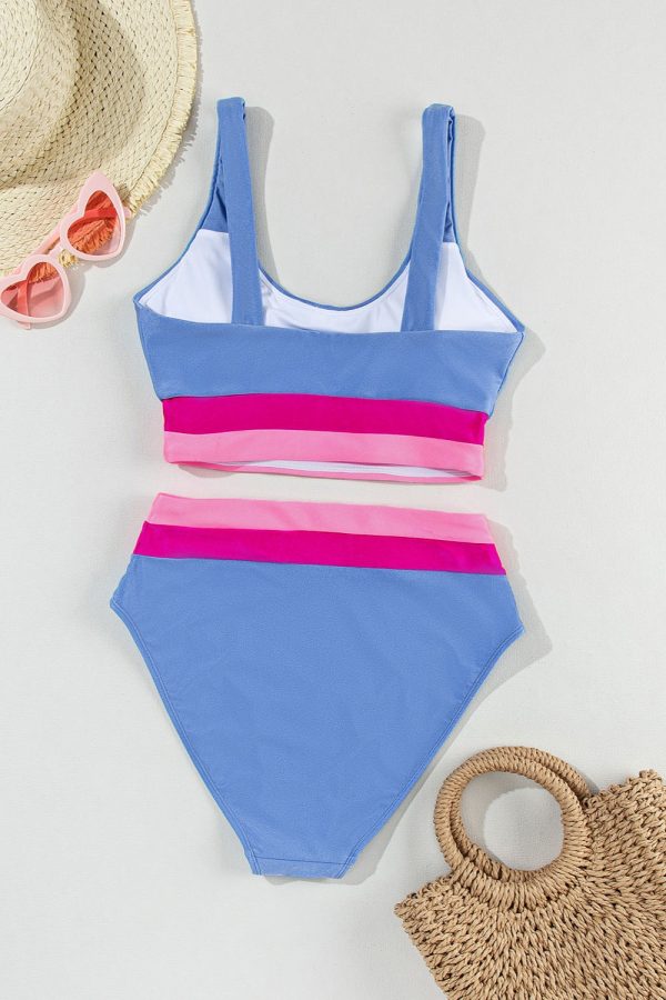 Contrast Scoop Neck Two-Piece Swim Set on Sale