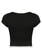 Lace Detail Sweetheart Neck Short Sleeve T-Shirt on Sale