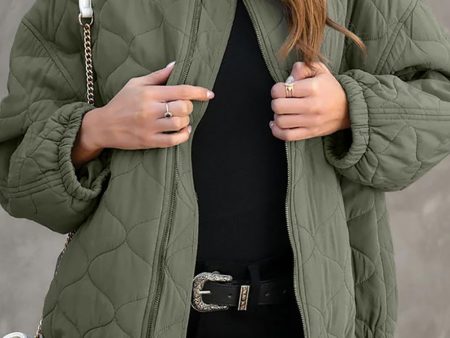 Zip Up Drop Shoulder Long Sleeve Puffer Jacket Online