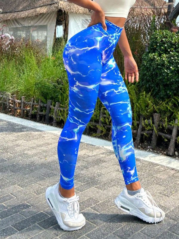 Tie-dye Slim Fit High Waistband Long Active Pants Discount