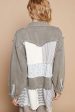 POL Raw Hem Patchwork Dropped Shoulder Jacket Sale