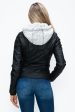 YMI Faux Layered Double-Zipper Jacket with Fuzzy Hood Online now