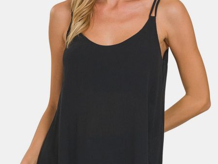 Zenana Woven Double Spaghetti Strap V-Neck Cami Cheap