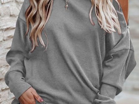 Single Shoulder Long Sleeve Sweatshirt with Zip For Cheap