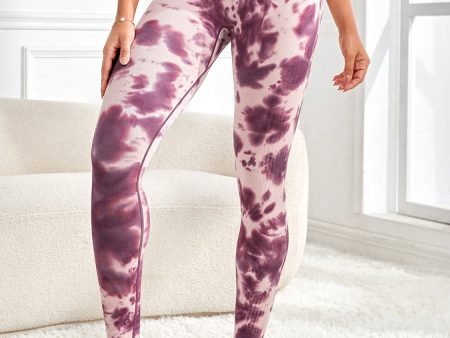 Tie-Dye Wide Waistband Active Leggings For Sale