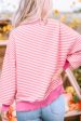 Striped Sequin Heart Round Neck Long Sleeve Sweatshirt Online Sale