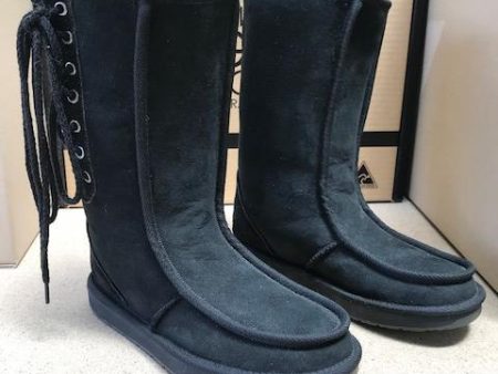 Side Lace Black Tall Boat UGG Boots Cheap