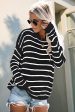 Striped Round Neck Drop Shoulder Sweater on Sale