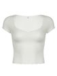 Lace Detail Sweetheart Neck Short Sleeve T-Shirt on Sale