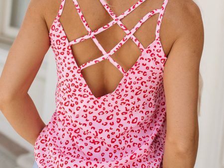 Cutout Leopard Round Neck Tank Online Sale