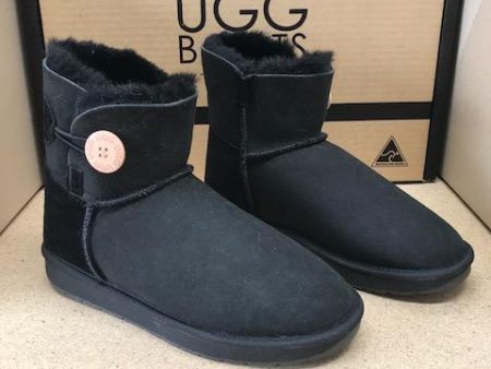 BLACK MINI BUTTON UGG BOOTS For Discount