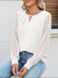 Cutout Round Neck Lace Long Sleeve Blouse For Cheap