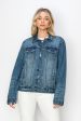 RISEN Full Size Distressed Button Up Jacket Online Sale