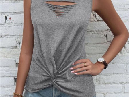 Cutout Twisted Round Neck Tank For Discount