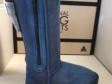 NAVY TALL ZIP BOOTS Hot on Sale