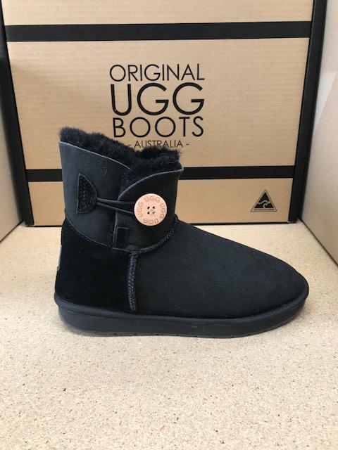 BLACK MINI BUTTON UGG BOOTS For Discount