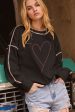 Valentine’s Day Rhinestone Heart Round Neck Long Sleeve Sweatshirt Supply