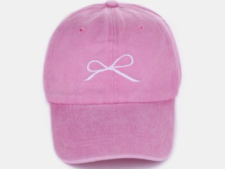 Zenana Bow Embroidered Washed Cotton Caps on Sale