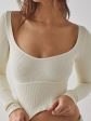 Scoop Neck Long Sleeve Cropped T-Shirt Hot on Sale