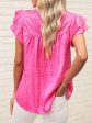 Leopard Frill Mock Neck Ruffled Cap Sleeve Top Hot on Sale