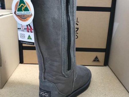 GREY TALL ZIP BOOTS For Discount