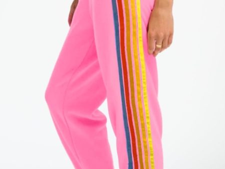 Contrast Striped Elastic Waist Active Pants Sale