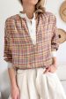 Mulit-Color Plaid Round Neck Long Sleeve Blouse For Cheap