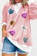 Valentine’s Day Sequin Heart Long Sleeve Sweatshirt on Sale