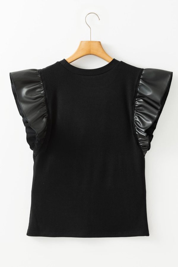 Ruffled Round Neck Cap Sleeve Blouse Online now