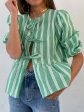 Tied Round Neck Balloon Sleeve Shirt Hot on Sale