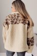 Pocketed Leopard Collared Neck Sherpa Jacket Online