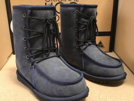 Front Lace Up Navy Boat UGG Boots For Discount