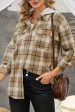 Plaid Button Up Long Sleeve Hooded Jacket Fashion