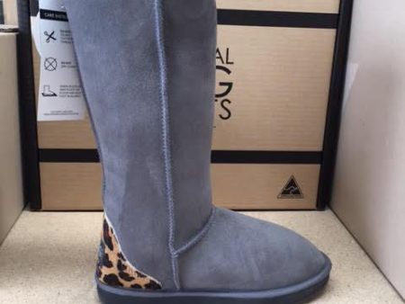 GREY   LEOPARD TALL UGG BOOTS For Cheap