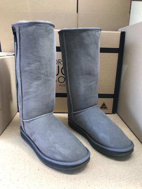 GREY TALL ZIP BOOTS For Discount