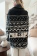 Snowflakes Collared Neck Long Sleeve Cardigan Fashion