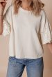 Pearl Detail Round Neck Half Sleeve Blouse For Sale