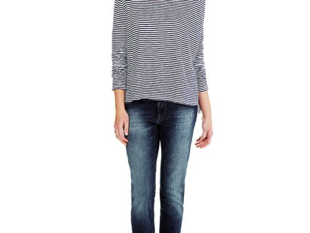 Isha - Relaxed long sleeve top Navy White For Cheap