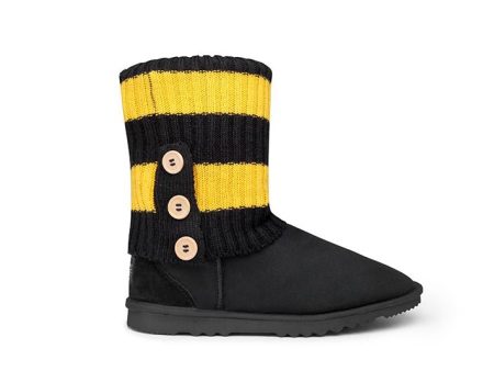 Black Short UGG Boots + Black & Yellow UGG Socks Cheap