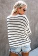 Striped Round Neck Drop Shoulder Sweater on Sale