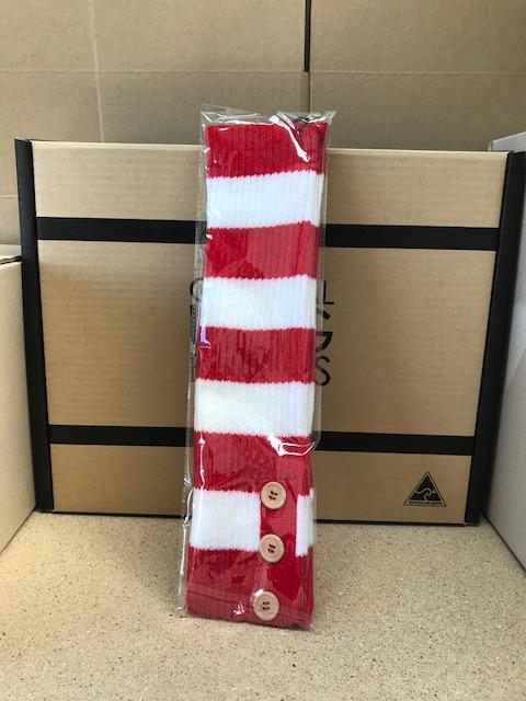 RED  WHITE UGG FOOTY SOCKS For Sale